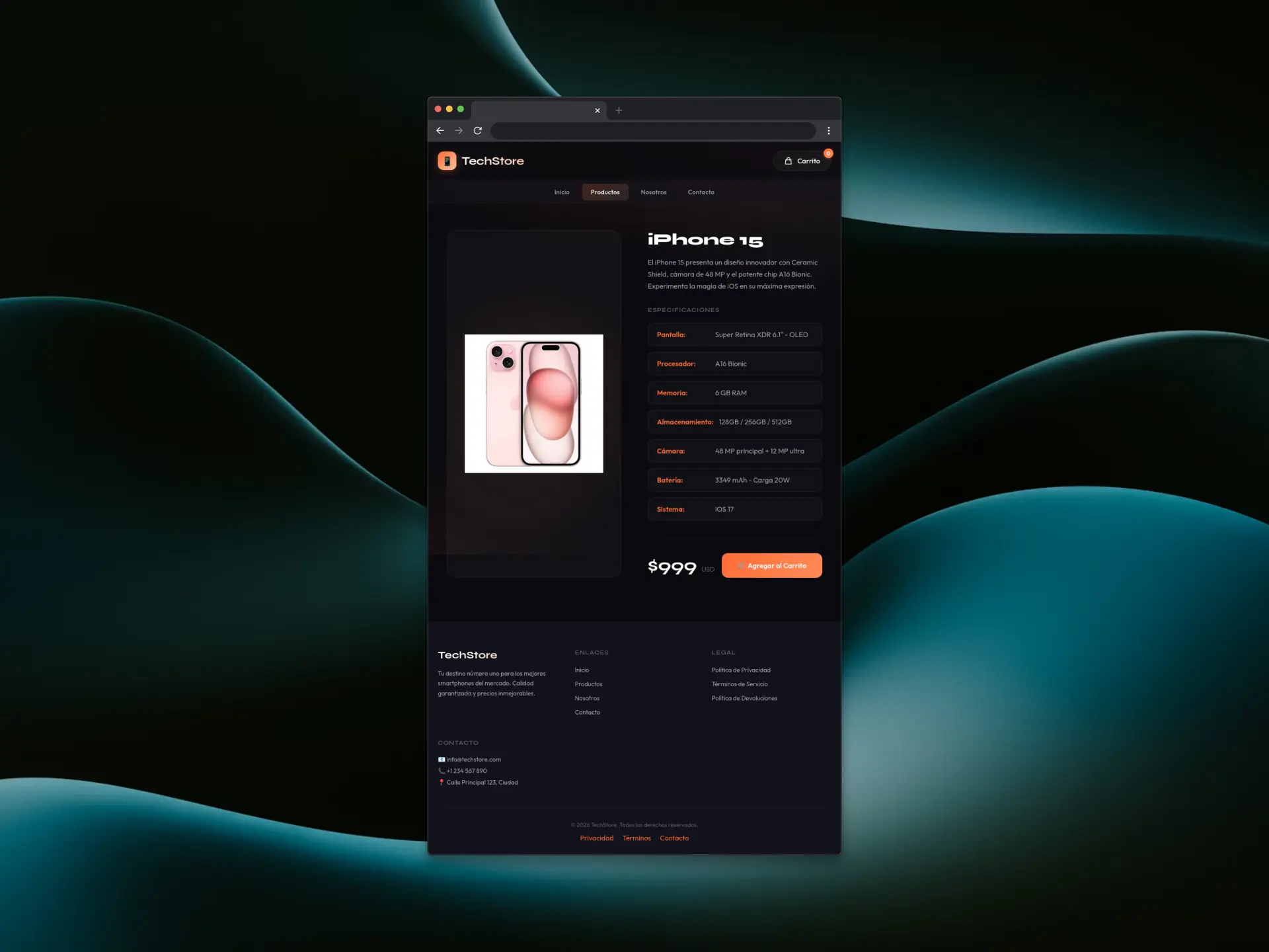 Captura de pantalla del proyecto. Carrito de Compras (V2)