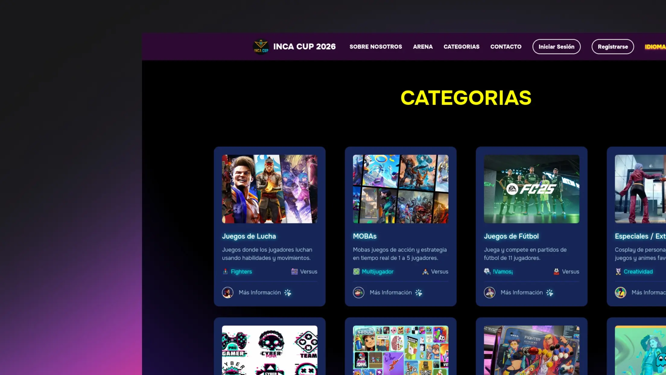 Captura de pantalla del proyecto. Proyecto Evento Gamer